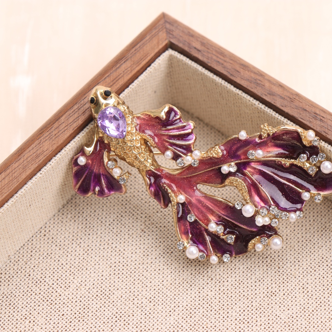 Baroque Goldfish Brooch, Luxury Fashion Accessory